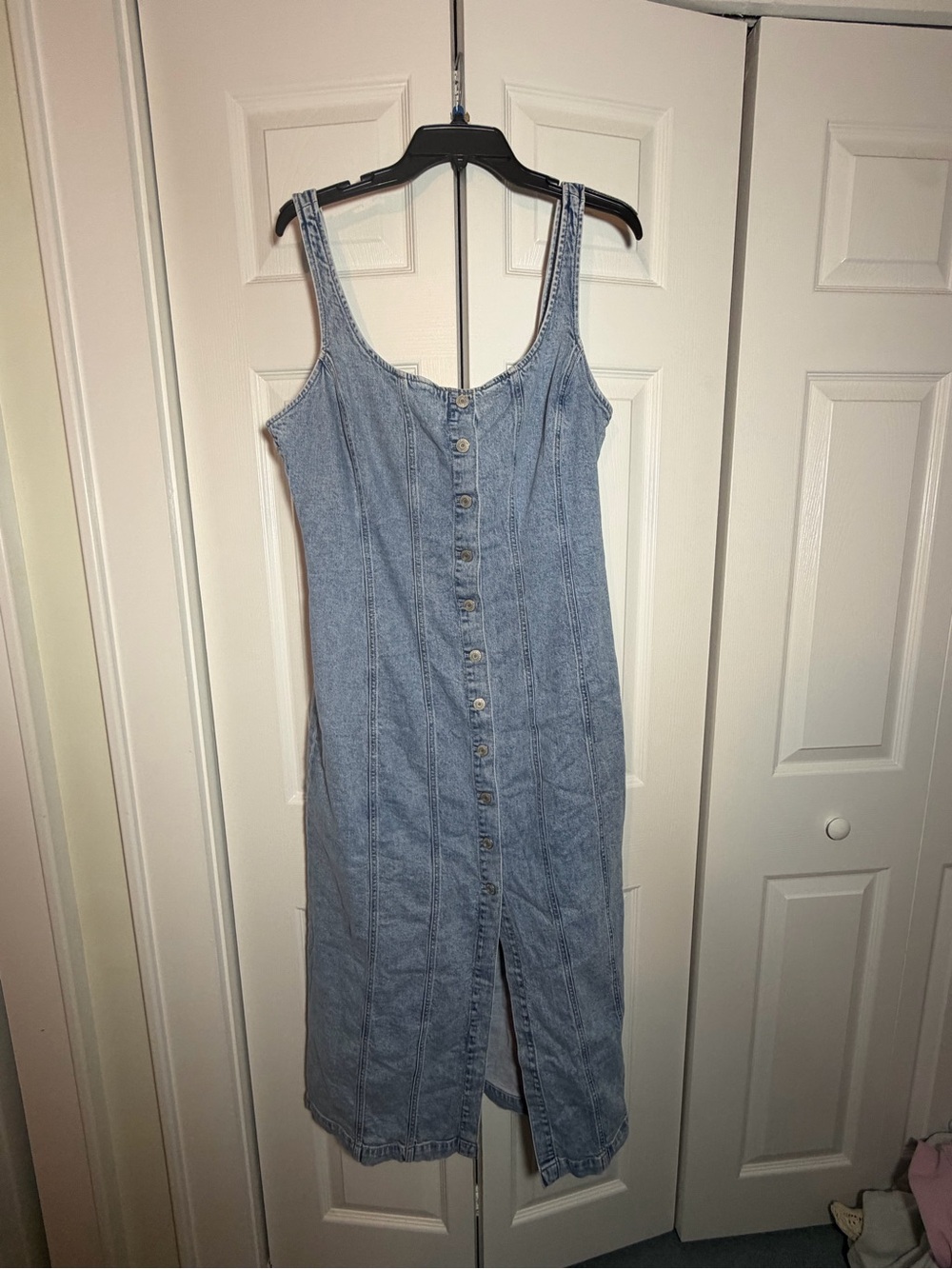 Large GAP Light Blue Denim Button-Front Midi Dress